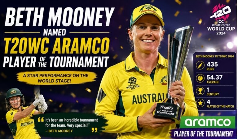 Beth Mooney named T20WC Aramco Player of the Tournament